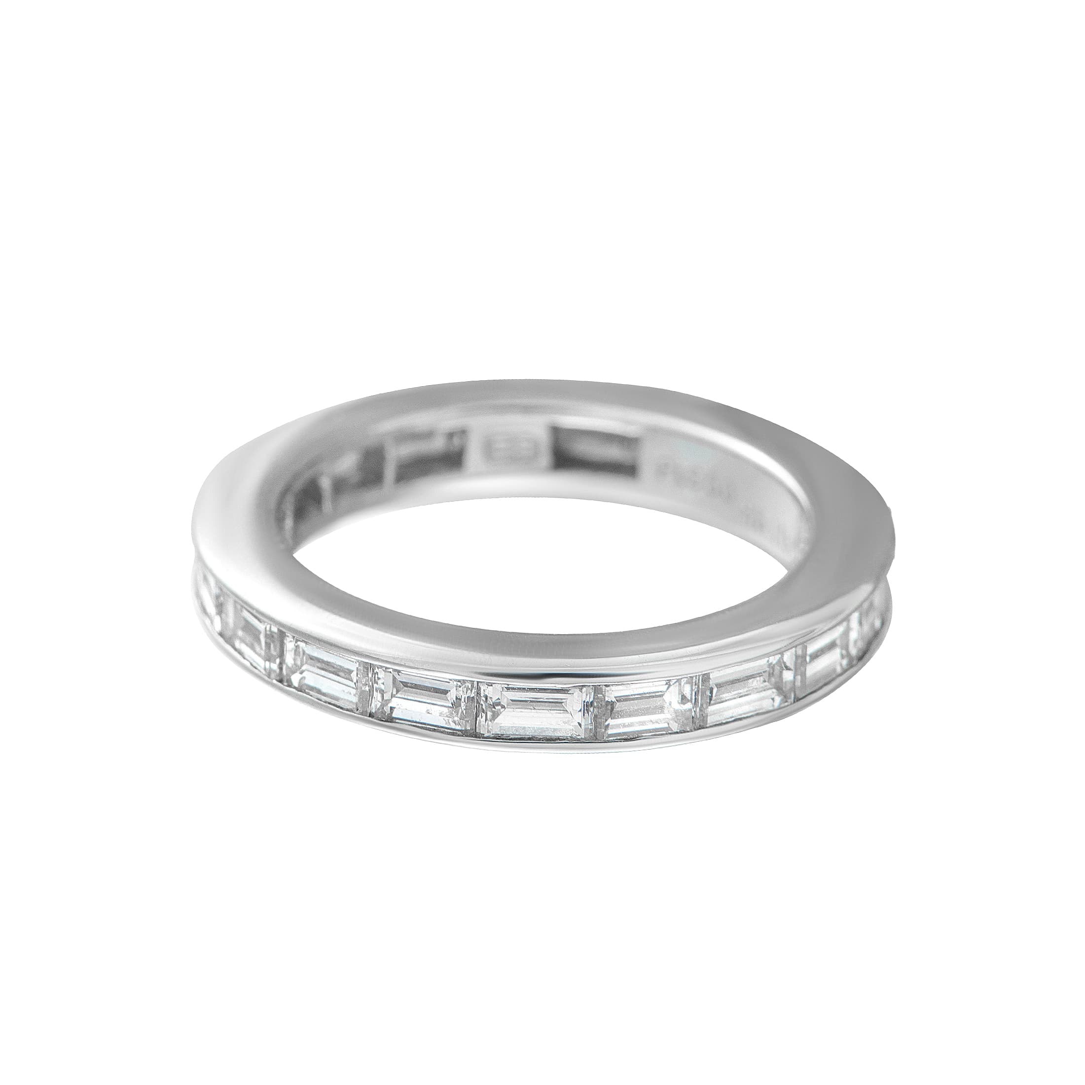 Platinum and 2.00ctw Baguette Cut Diamond Eternity Band Ring 