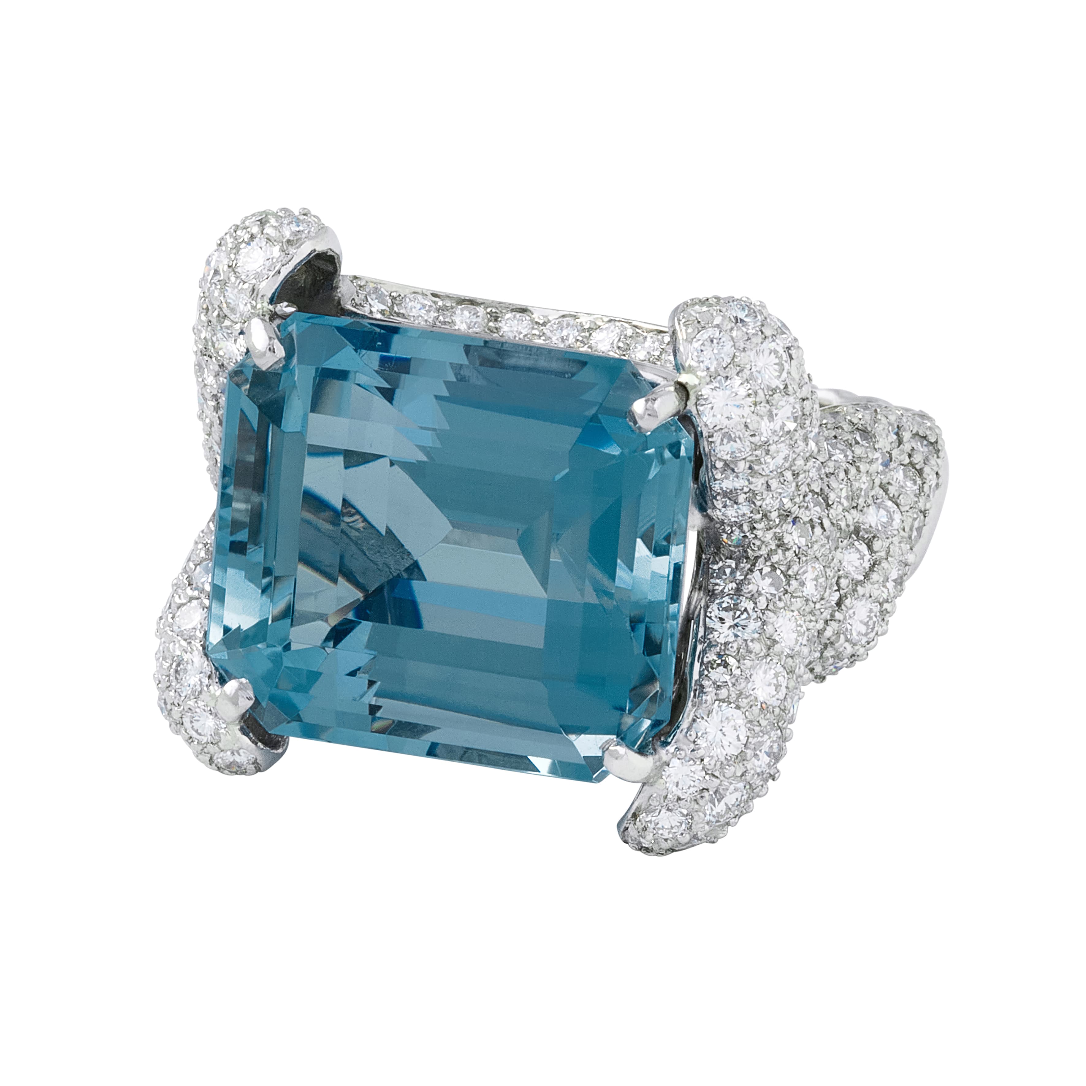 Platinum, 20.00ct Aquamarine and Diamond Ring