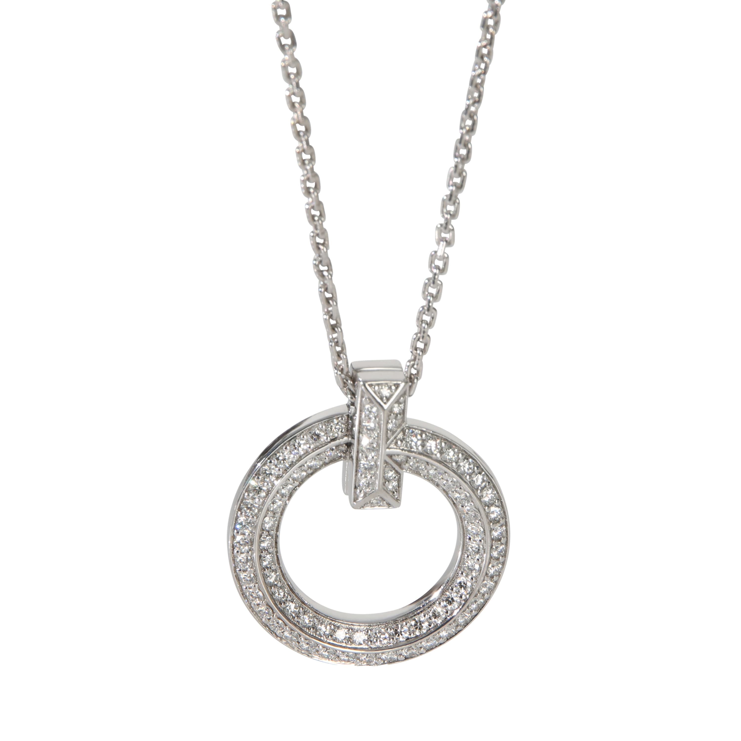 White Gold and Diamond Tiffany T T1 Circle Pendant Necklace
