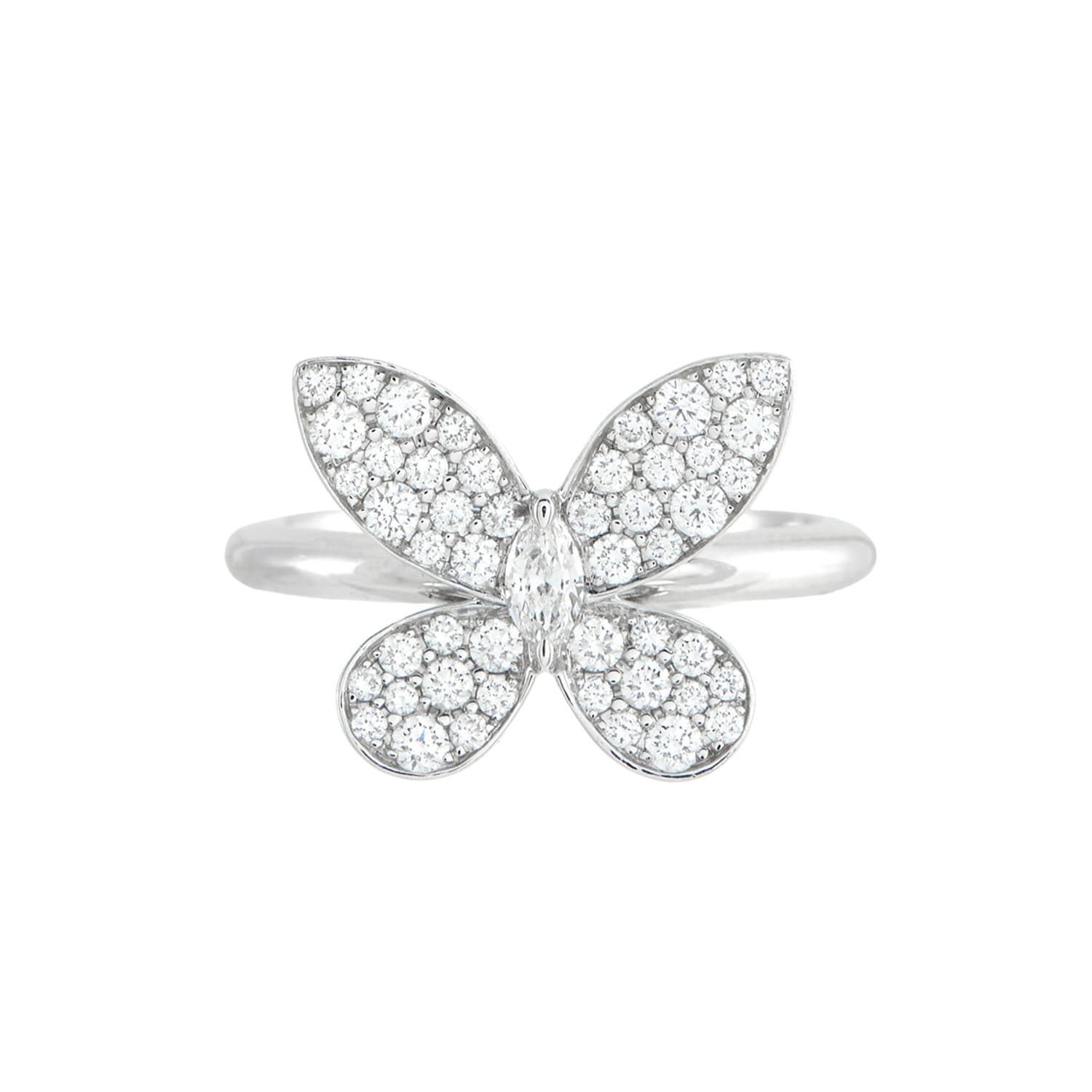 White Gold and Diamond Butterfly Ring 