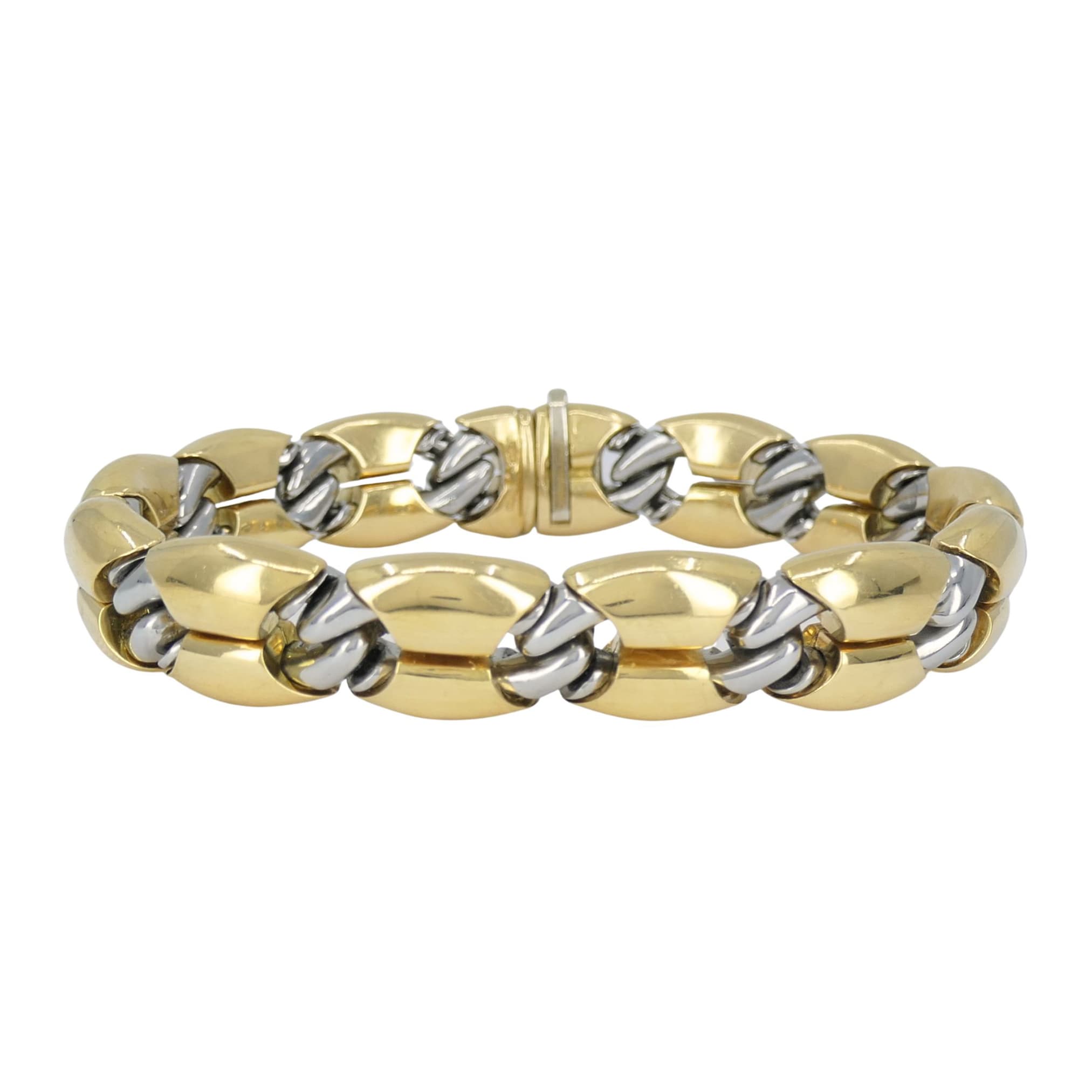 Vintage Gold and Stainless Steel Oro Acciaio Link Bracelet