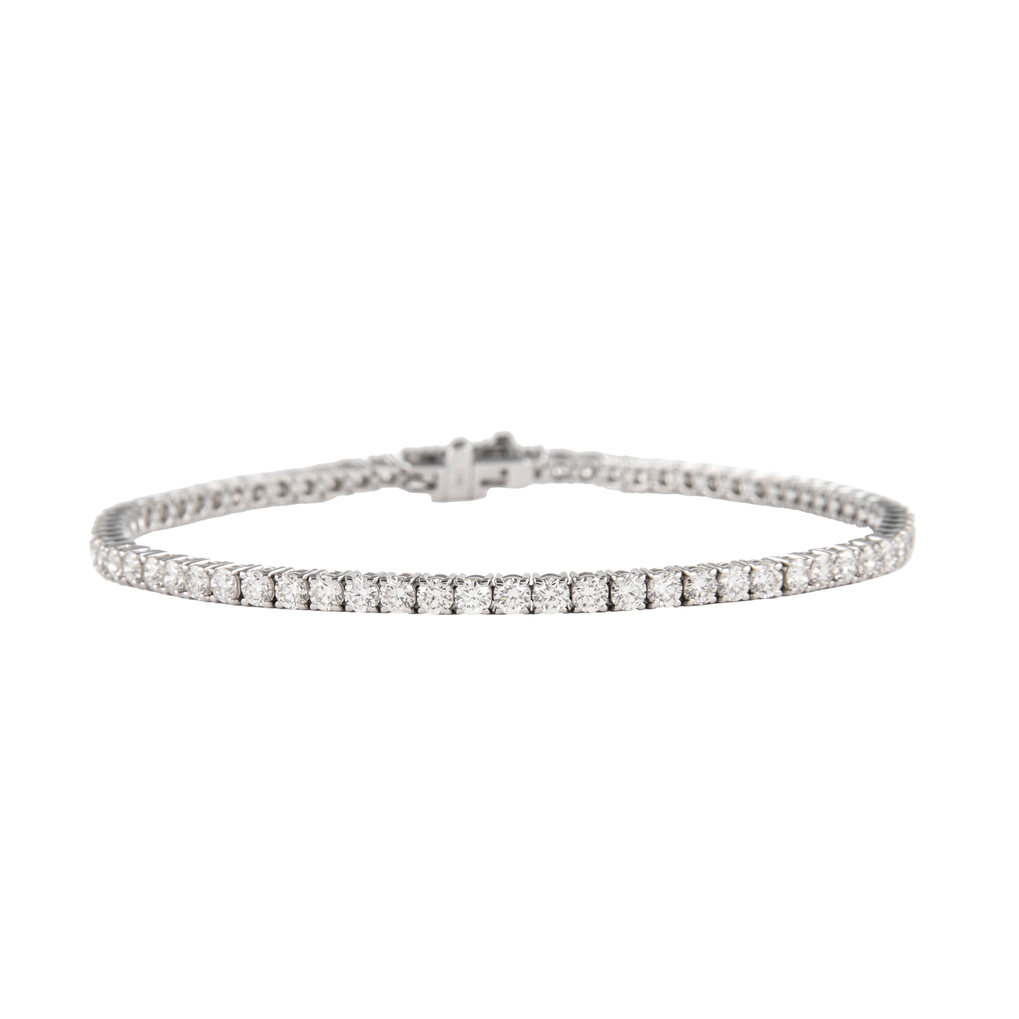 White Gold and 3.90ctw Round Brilliant Cut Diamond Tennis Bracelet