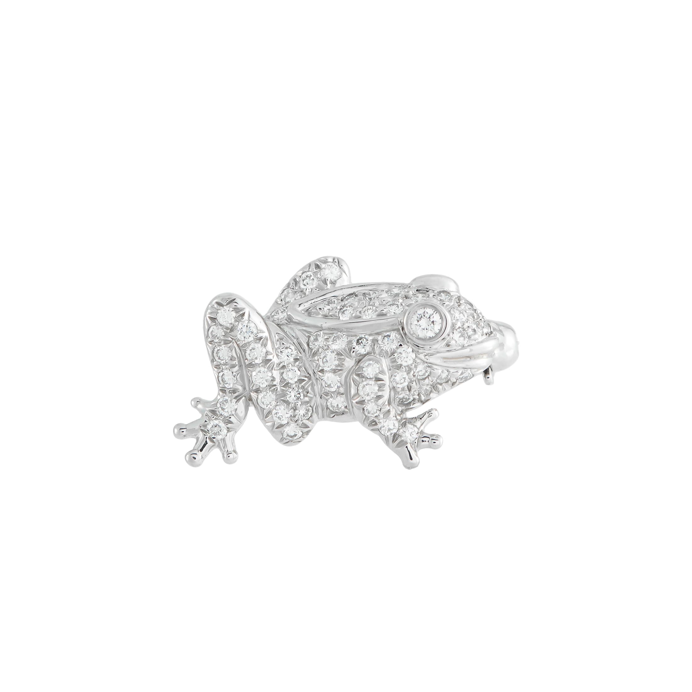 Platinum and Diamond Frog Brooch