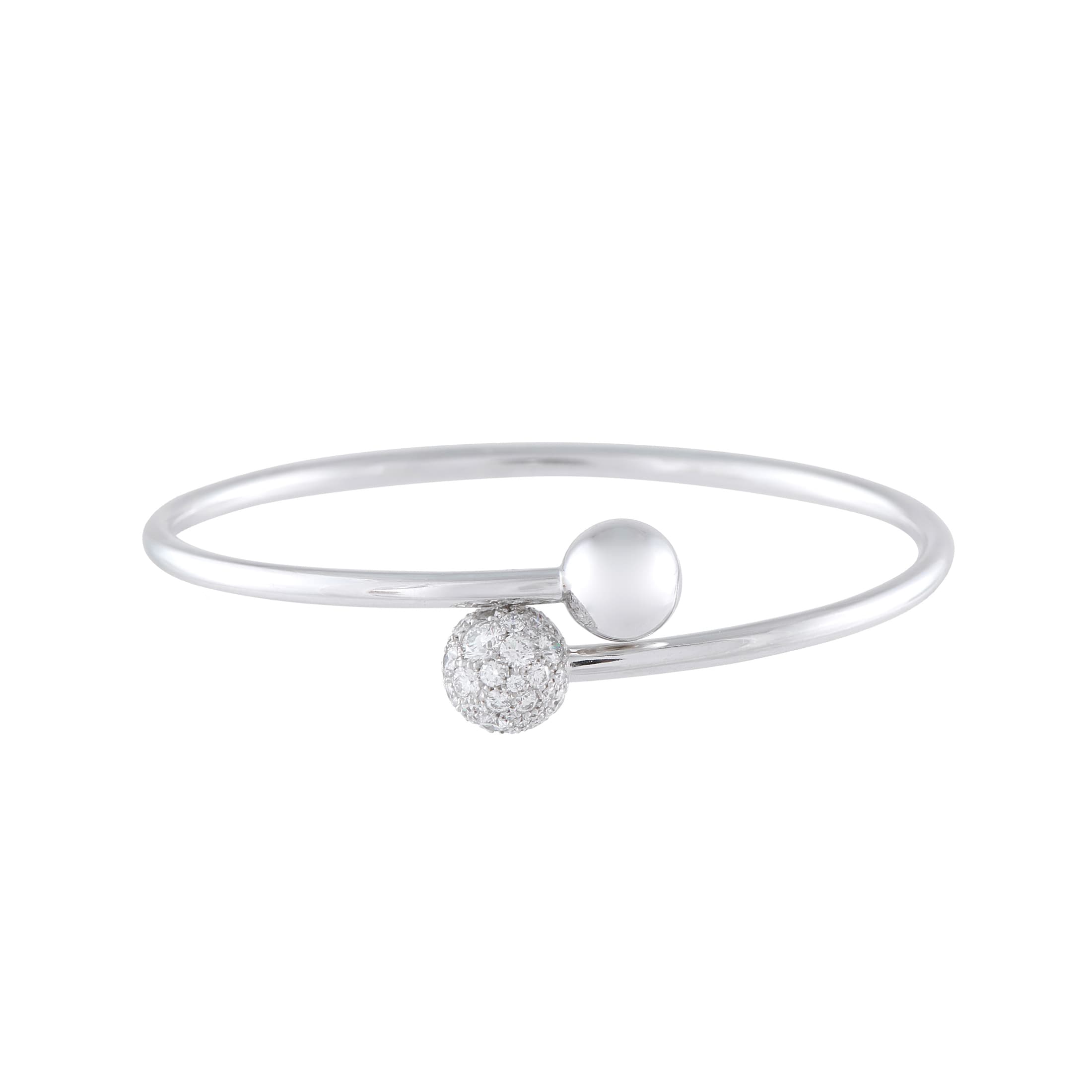 White Gold and Diamond Ball Bypass HardWear Bracelet 