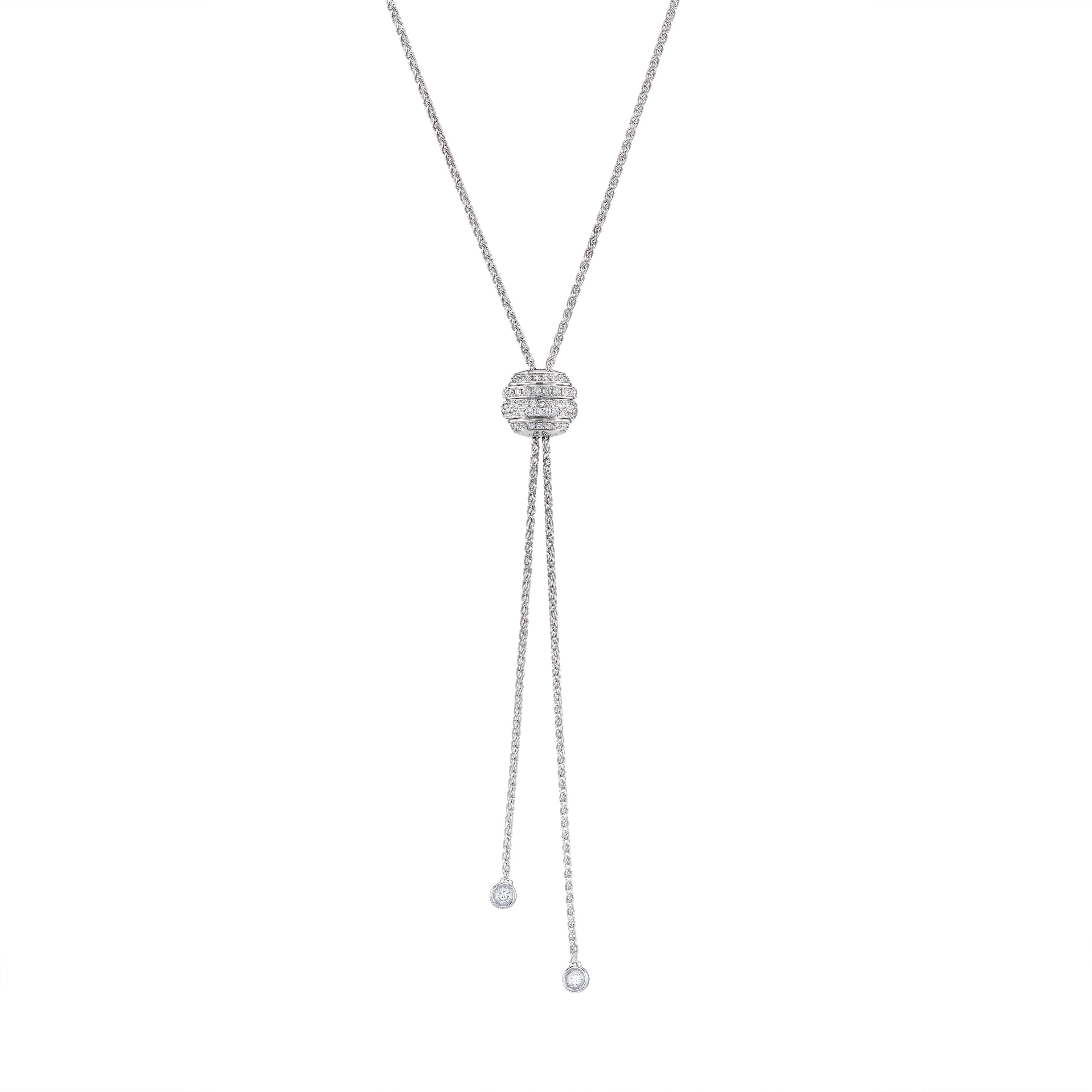 White Gold and Diamond Possession Lariat Necklace