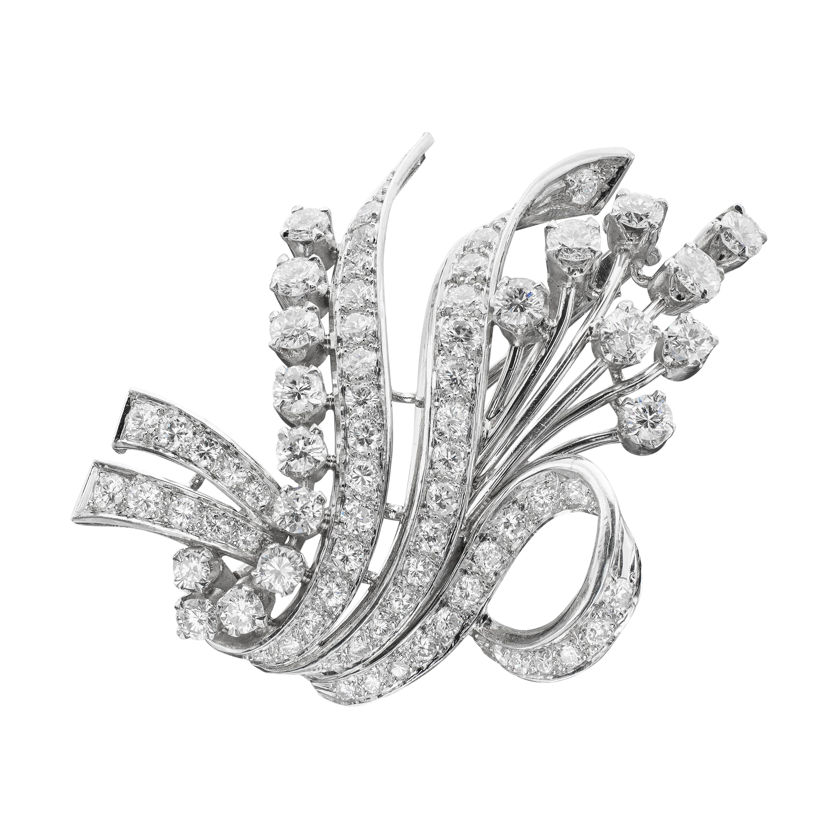 Vintage Platinum and Diamond Brooch