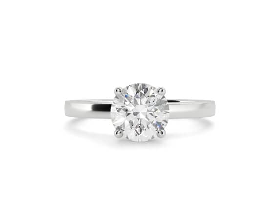 1477 Classic solitaire round cut Diamond 18k white gold
