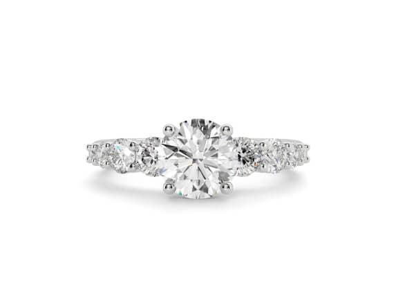 Lyra diamond band round cut Diamond 18k white gold