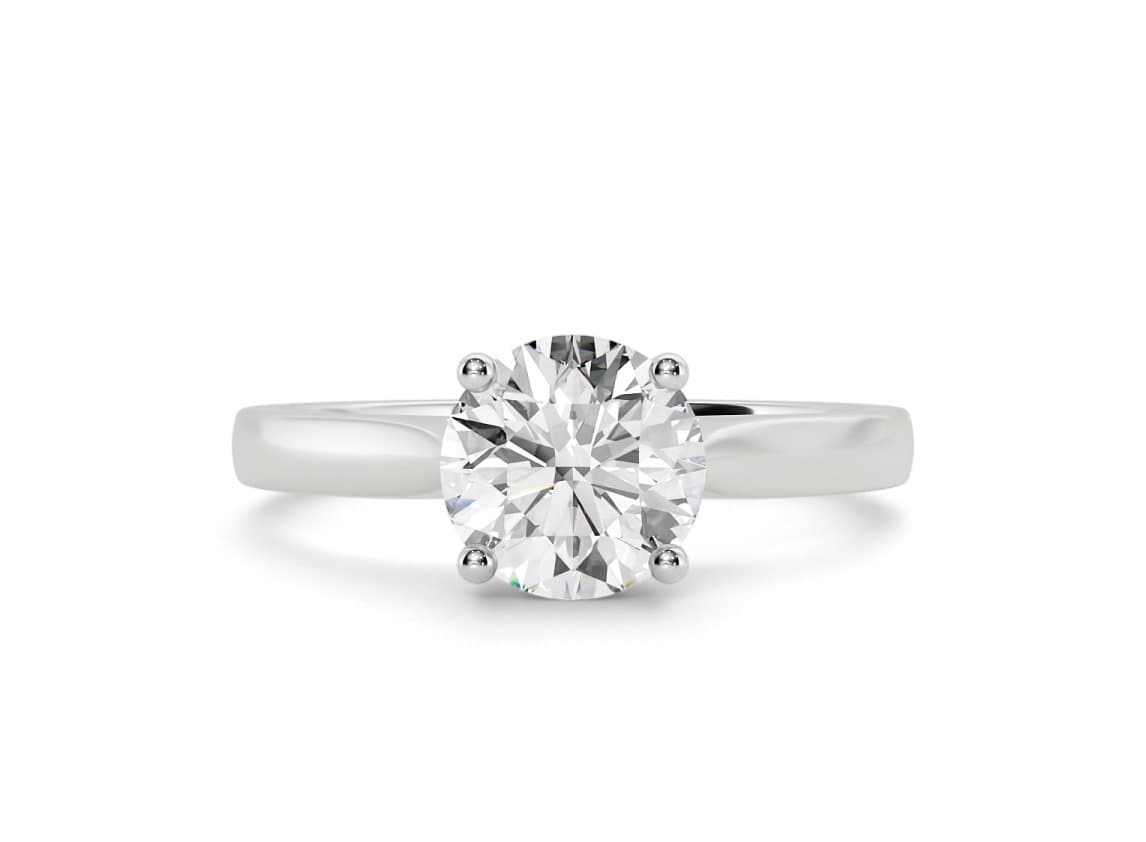 Contour solitaire round cut Diamond 18k white gold