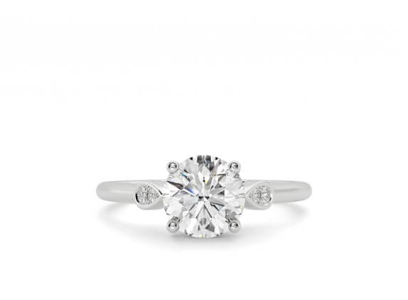 Primrose vintage round cut Diamond 18k white gold