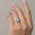 Zelda halo emerald cut Diamond 18k white gold