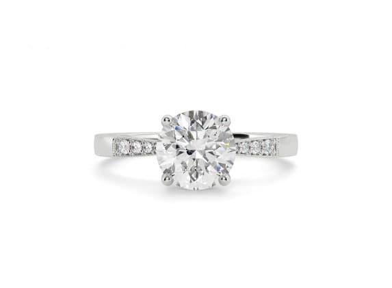 Delicacy Vintage round cut Diamond 18k white gold