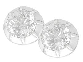 3.58ct Diamond and 14ct Yellow Gold, Silver Set Stud Earrings - Antique Circa 1910