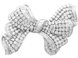 21.04ct Diamond and Platinum Bow Brooch - Vintage Circa 1955