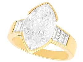 3.93ct Diamond and 18ct Yellow Gold Solitaire Ring - Vintage Circa 1980