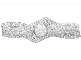 3.22ct Diamond and Platinum Brooch - Art Deco - Antique Circa 1920