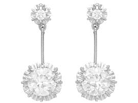 Antique 4.70ct Diamond and Platinum Drop Earrings