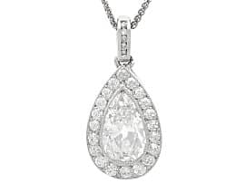 Antique 2.72ct Pear Cut Diamond and Platinum Pendant