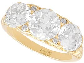 4.76ct Diamond and 18ct Yellow Gold Trilogy Ring - Antique Circa 1900