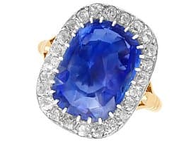 13.89ct Ceylon Sapphire and 1.56ct Diamond Ring in 18ct Yellow Gold