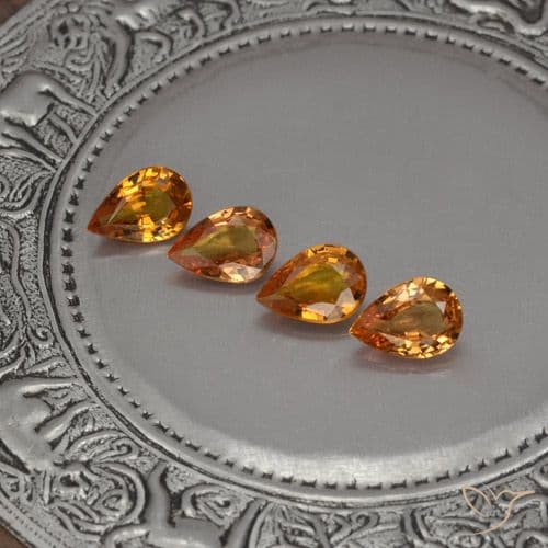 0.52ct Natural Fire Orange Sapphire, Pear Shape, 5.8x3.9 mm