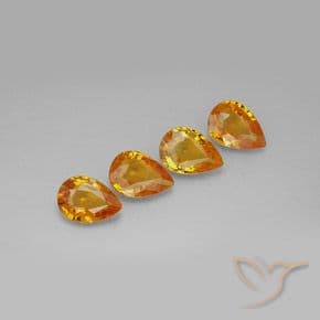 0.60ct Natural Dark Orange-Gold Sapphire, Pear Shape, 6x4 mm