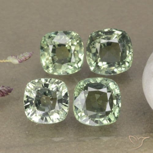 1.31ct Natural Sage Green Sapphire, Cushion Cut, 6x5.1 mm