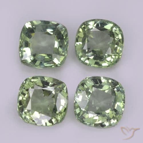 1.31ct Natural Sage Green Sapphire, Cushion Cut, 6x5.1 mm
