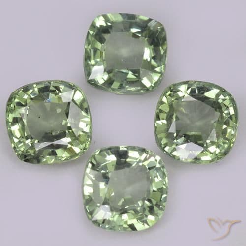 1.53ct Light Sage Green Sapphire, Cushion Cut, 4x4 mm