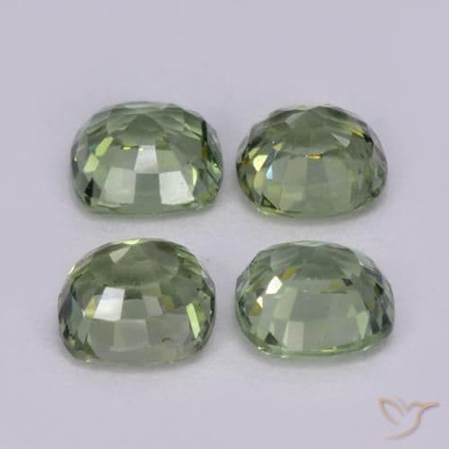1.53ct Light Sage Green Sapphire, Cushion Cut, 4x4 mm