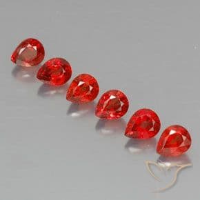 0.55ct Natural Medium Red Sapphire, Pear Shape, 6x4 mm
