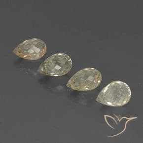 3.80ct Light Greenish Yellow Sapphire, Briolette, 6.2x4.3 mm