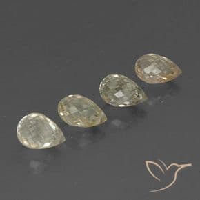 3.80ct Light Greenish Yellow Sapphire, Briolette, 6.2x4.3 mm