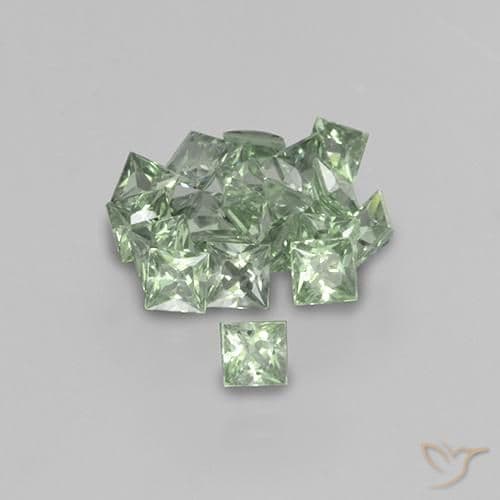 1.55ct Natural Light Green Sapphire, Square, 3x3 mm