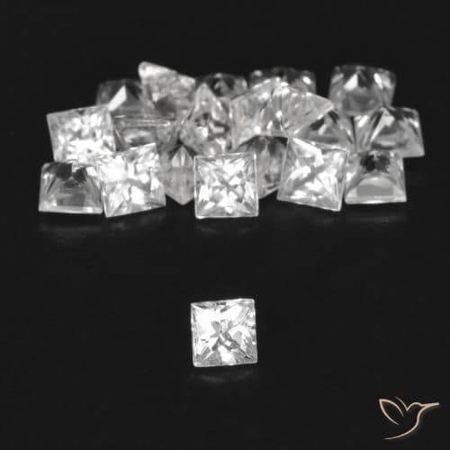 1.95ct Natural Clear White Sapphire, Square, 2.4x2.4 mm