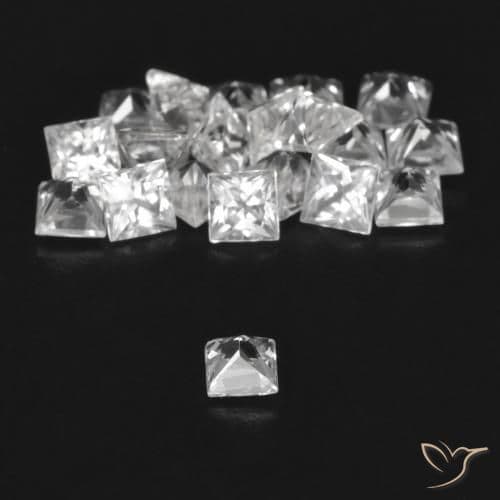 1.95ct Natural Clear White Sapphire, Square, 2.4x2.4 mm
