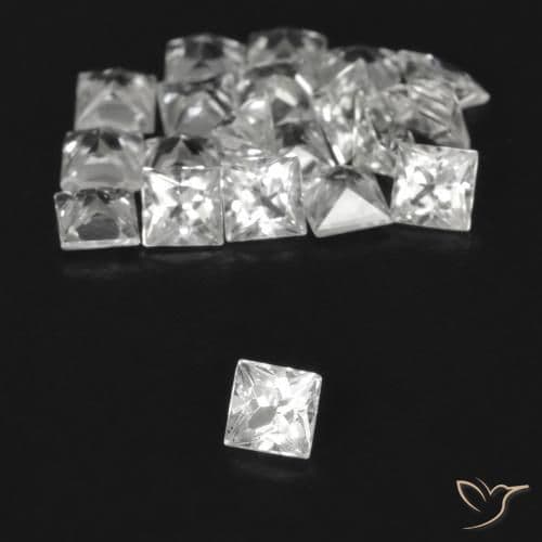 2.12ct Natural Clear White Sapphire, Square, 2.4x2.4 mm