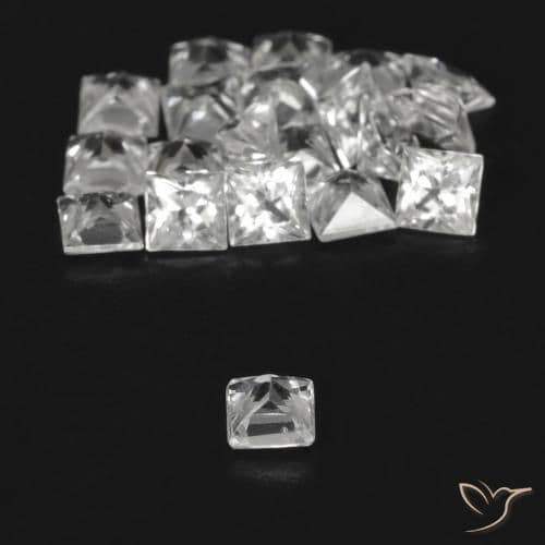 2.12ct Natural Clear White Sapphire, Square, 2.4x2.4 mm
