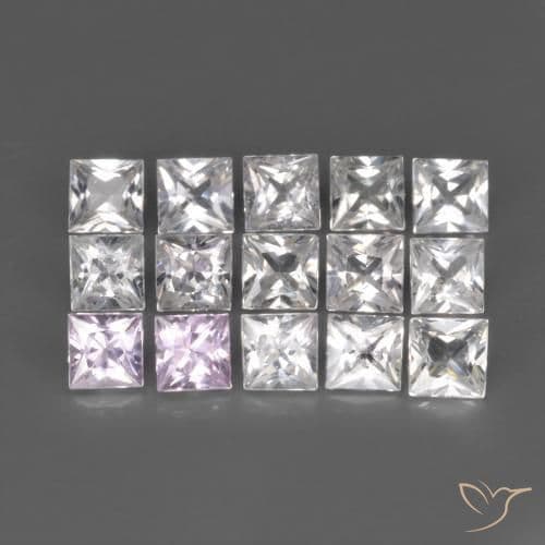2.12ct Natural Clear White Sapphire, Square, 2.4x2.4 mm