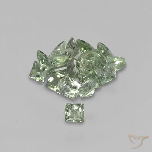 2.30ct Natural Light Sea Green Sapphire, Square, 2.6x2.5 mm