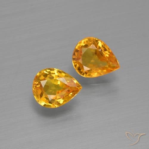 0.60ct Natural Dark Orange-Gold Sapphire, Pear Shape, 6x4 mm