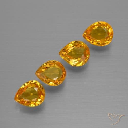 0.62ct Natural Golden Sapphire, Pear Shape, 6x4.8 mm