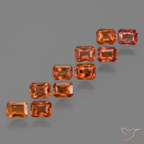 0.53ct Natural Warm Orange Sapphire, Emerald Cut, 4.8x3.9 mm