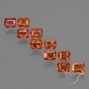 2.63ct Natural Medium Orange Sapphire, Emerald Cut, 3.9x3 mm