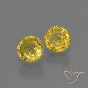 0.93ct Natural Medium Yellow Sapphire, Round Cut, 4.52 mm