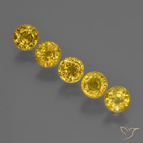 2.51ct Natural Deep Yellow Sapphire, Round Cut, 4.50 mm