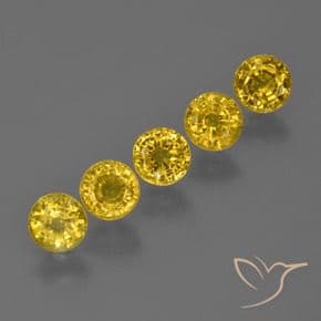 2.51ct Natural Deep Yellow Sapphire, Round Cut, 4.50 mm