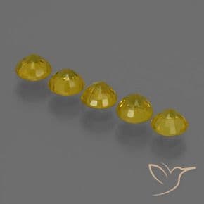 2.51ct Natural Deep Yellow Sapphire, Round Cut, 4.50 mm
