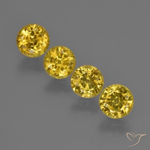 2.34ct Natural Yellowish Gold Sapphire, Round Cut, 4.91 mm