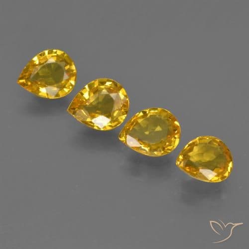 0.60ct Natural Dark Orange-Gold Sapphire, Pear Shape, 6x4 mm